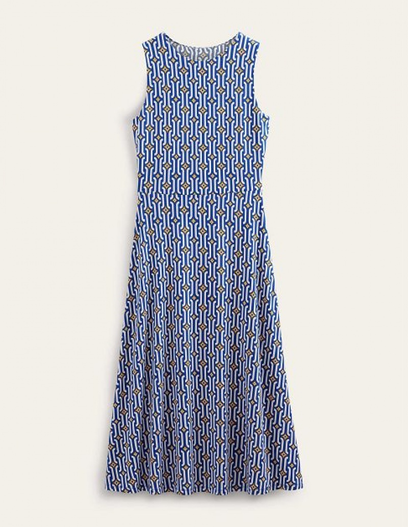 Blue / Azure Women's Boden Cut-out Jersey Midi Dress | 07495HSOV