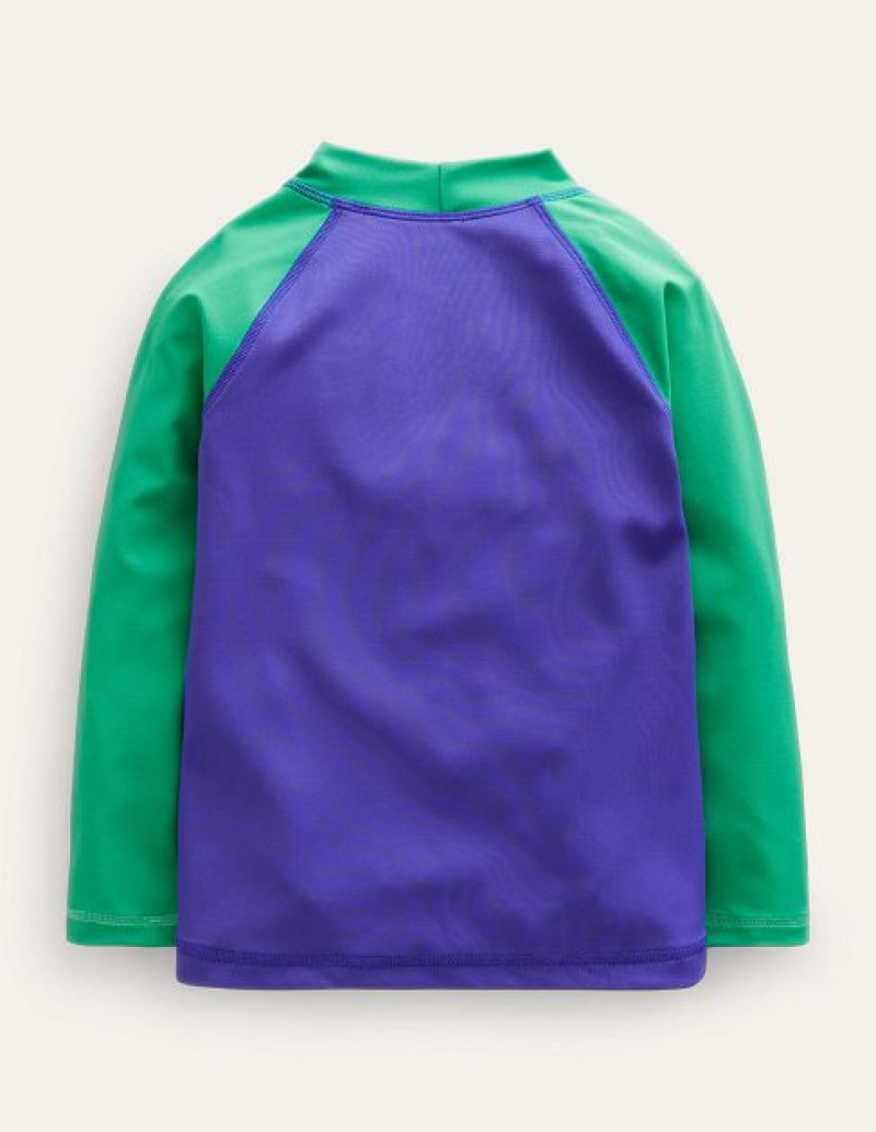 Blue / Green Kids' Boden Graphic Rash Guard T-Shirt | 69780QRHG