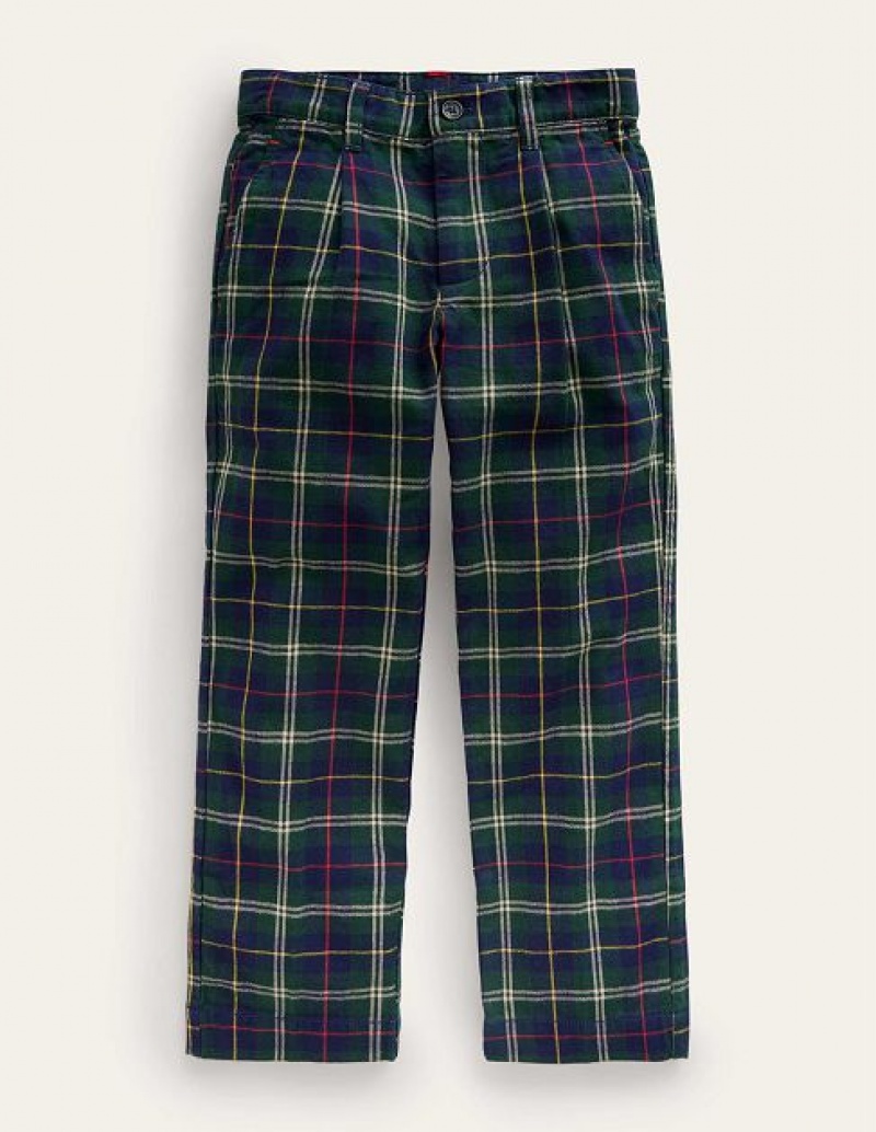 Blue / Green Kids' Boden Pleated Smart Pants | 14506PRQS