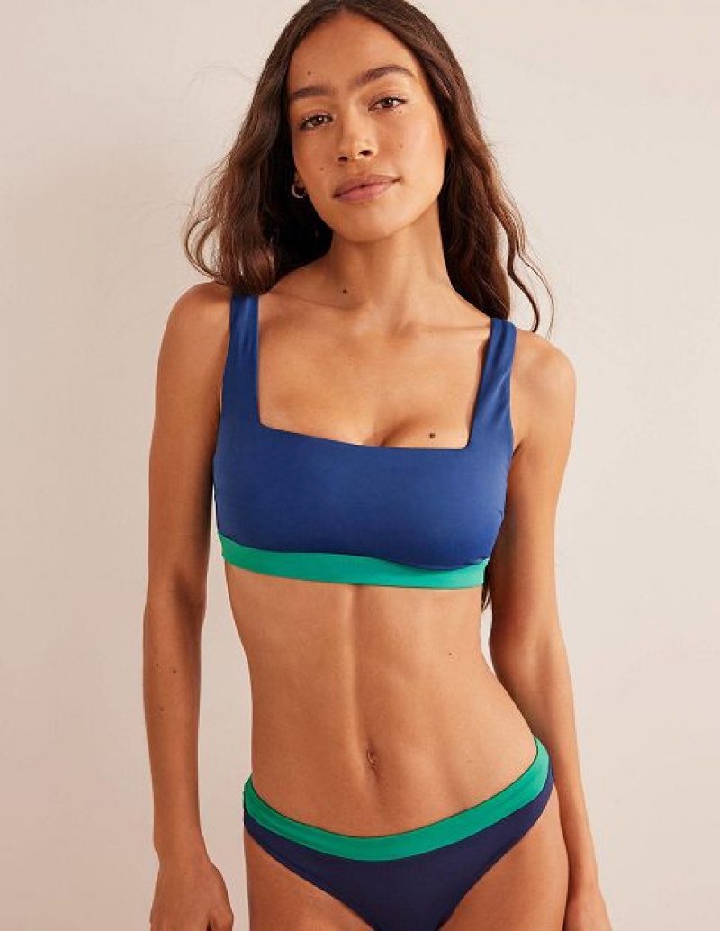 Blue / Green Women's Boden Square Neck Bikini Tops | 53901VBHL