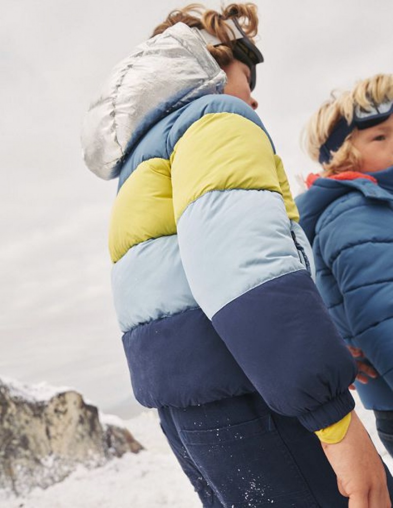 Blue / Yellow Kids' Boden Ultimate Padded Coats | 09514RMKV