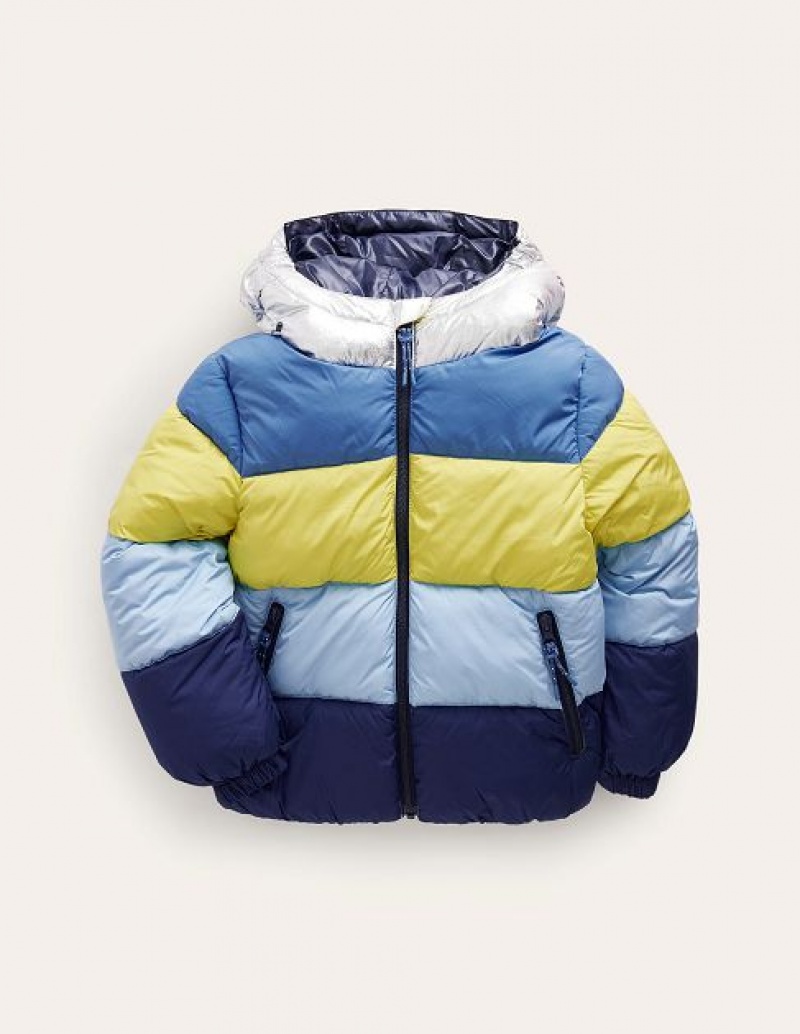 Blue / Yellow Kids' Boden Ultimate Padded Coats | 09514RMKV