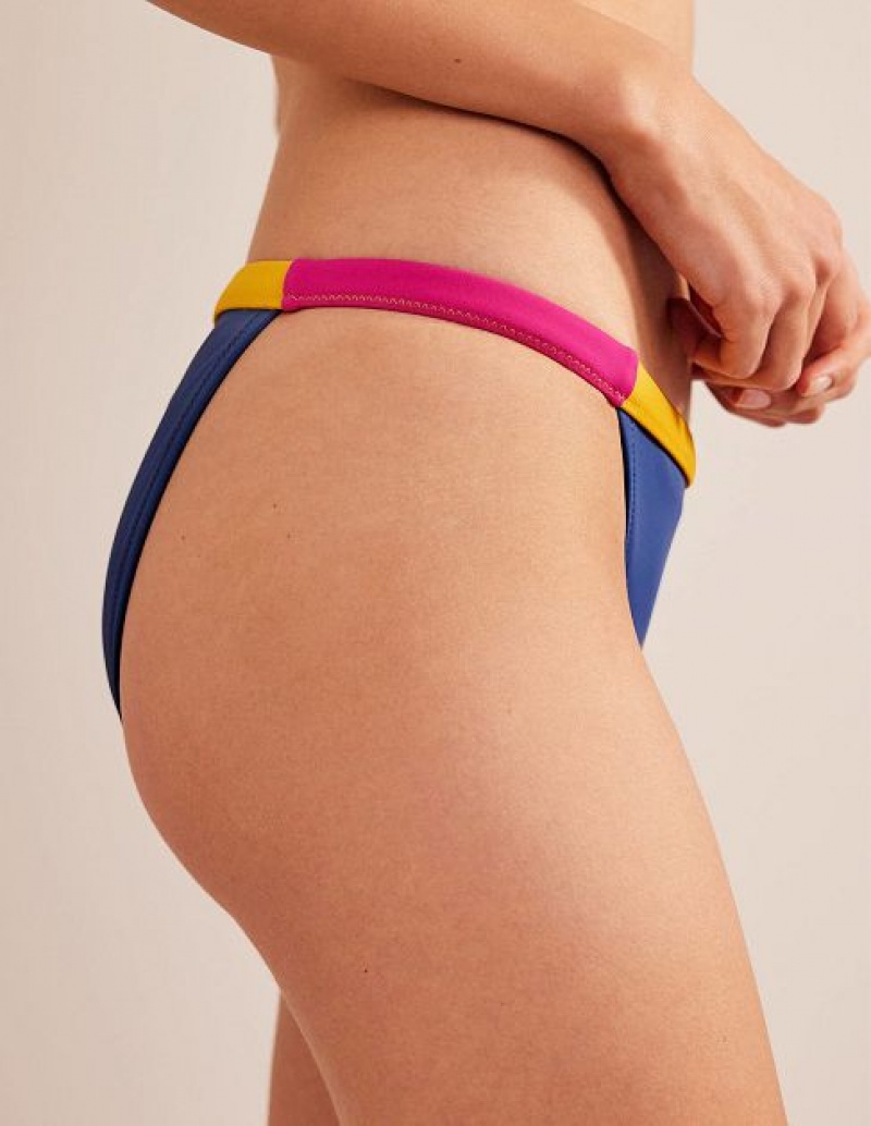 Blue / Yellow Women's Boden Tanga Bikini Bottoms | 49620CNXY