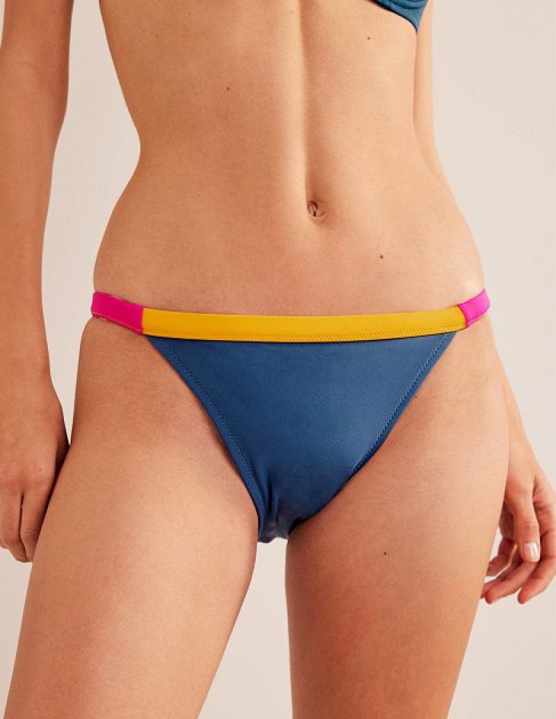 Blue / Yellow Women's Boden Tanga Bikini Bottoms | 49620CNXY