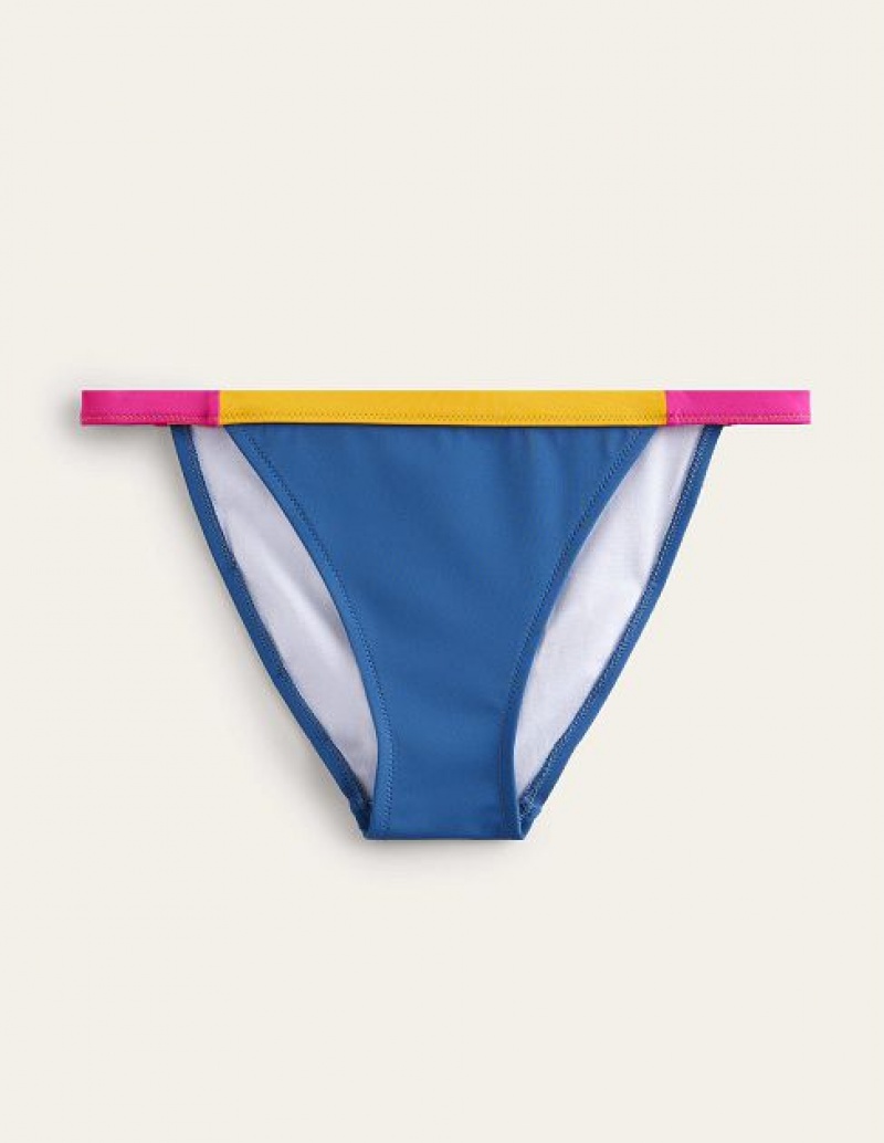 Blue / Yellow Women's Boden Tanga Bikini Bottoms | 49620CNXY