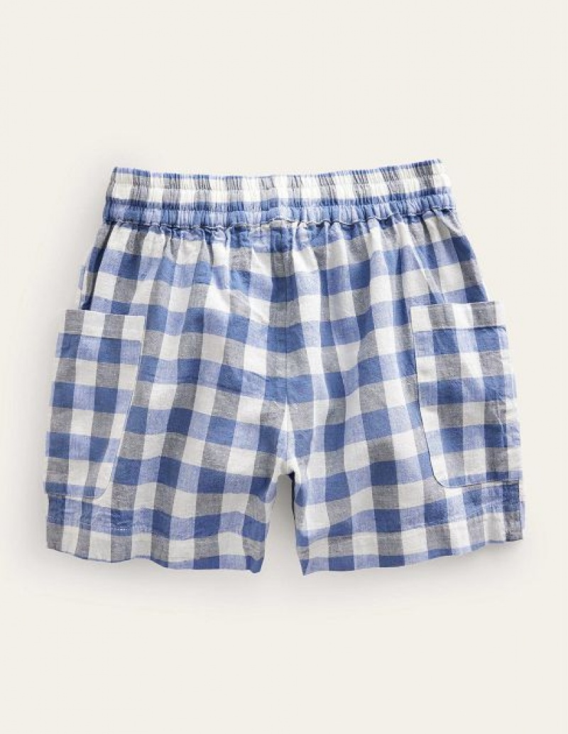 Blue / white Kids' Boden Pocket Shorts | 07418RSTC