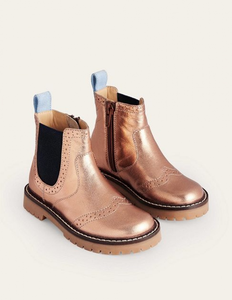 Brown Kids' Boden Leather Chelsea Boots | 29471YBXM