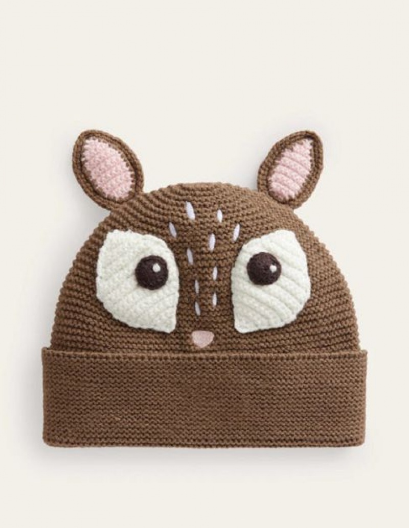 Brown Kids' Boden Novelty Beanie | 23608BONX