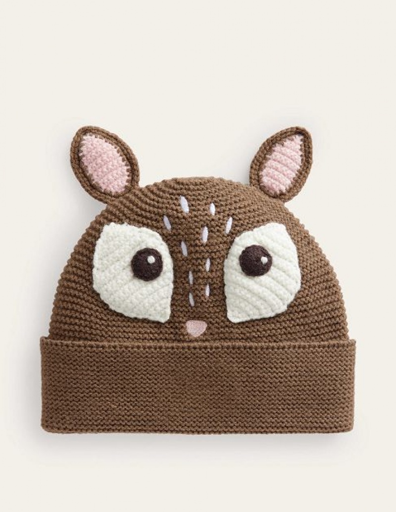 Brown Kids\' Boden Novelty Beanie | 23608BONX