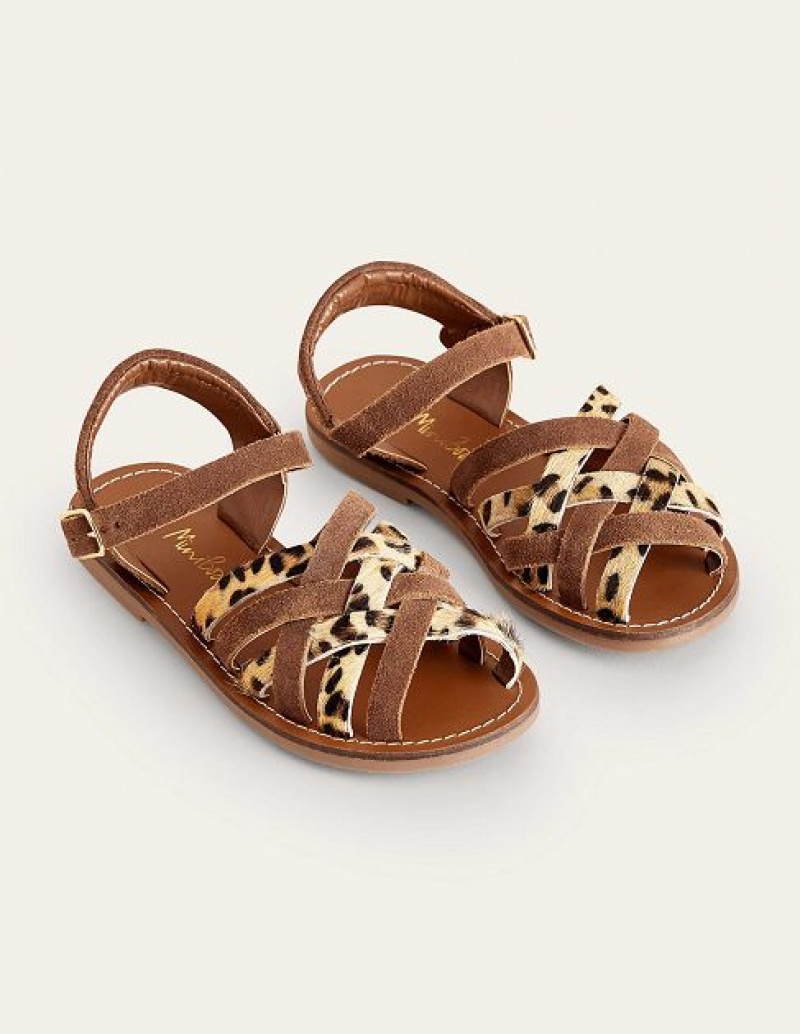 Brown Kids' Boden Strappy Sandals | 34965HBSI