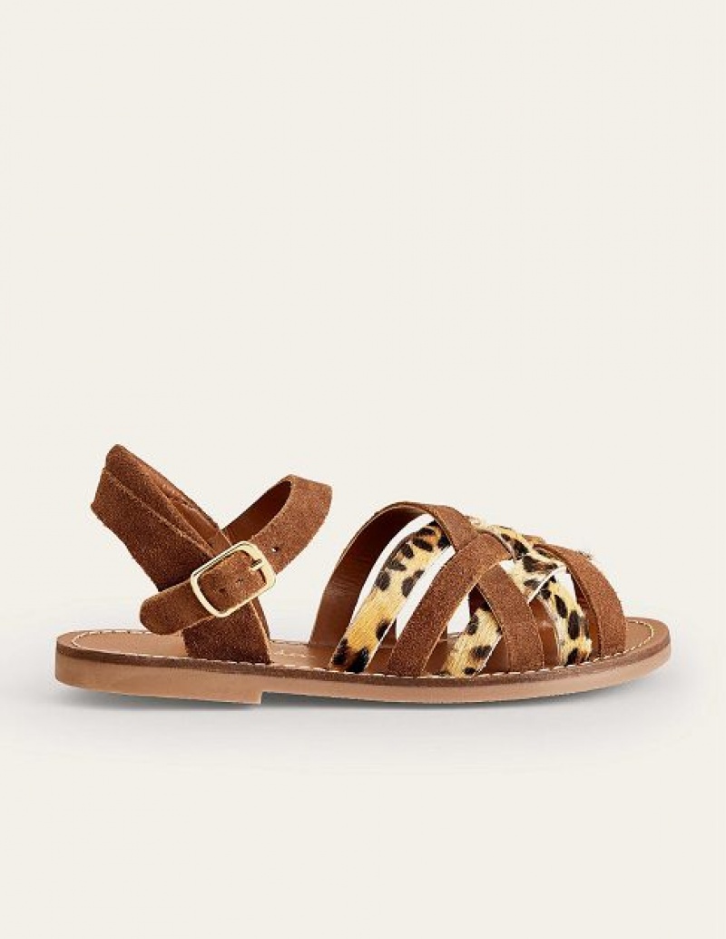 Brown Kids\' Boden Strappy Sandals | 34965HBSI