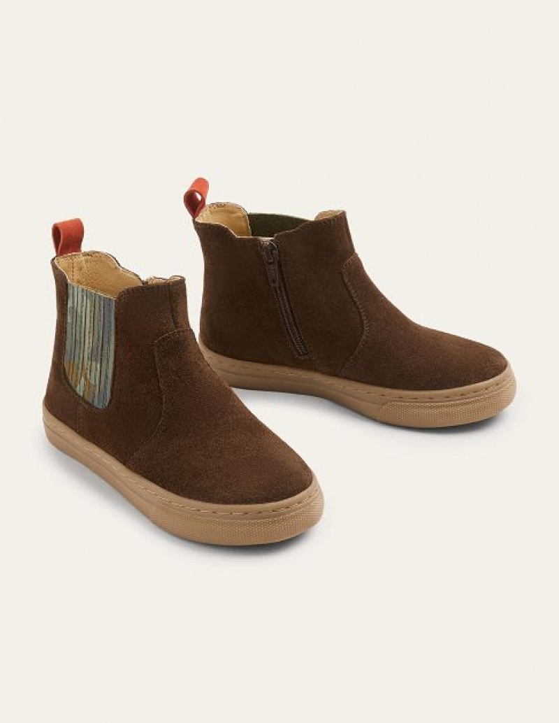 Brown Kids' Boden Suede Boots | 43267MXSQ