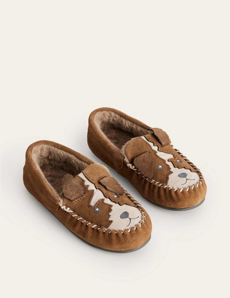 Brown Kids' Boden Suede Slippers | 06425TCOD