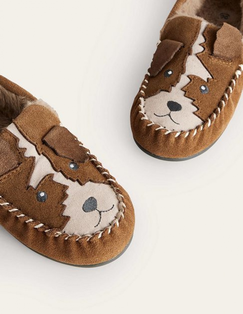 Brown Kids' Boden Suede Slippers | 06425TCOD