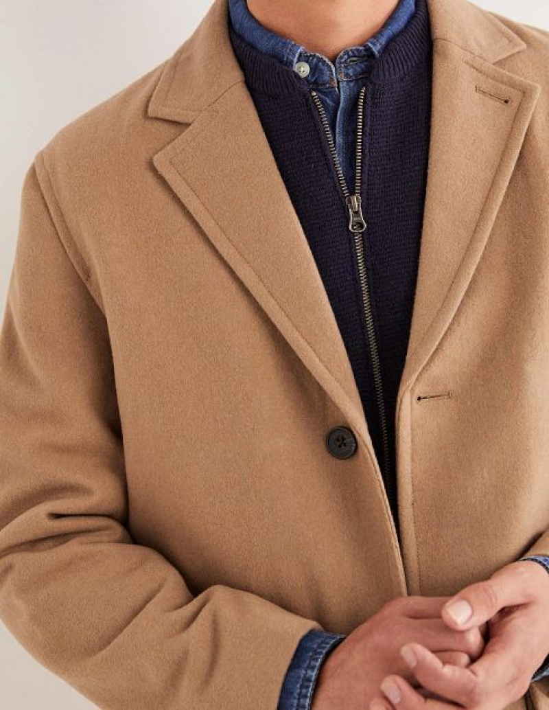 Brown Men's Boden Wool Over Coats | 49028IZJP