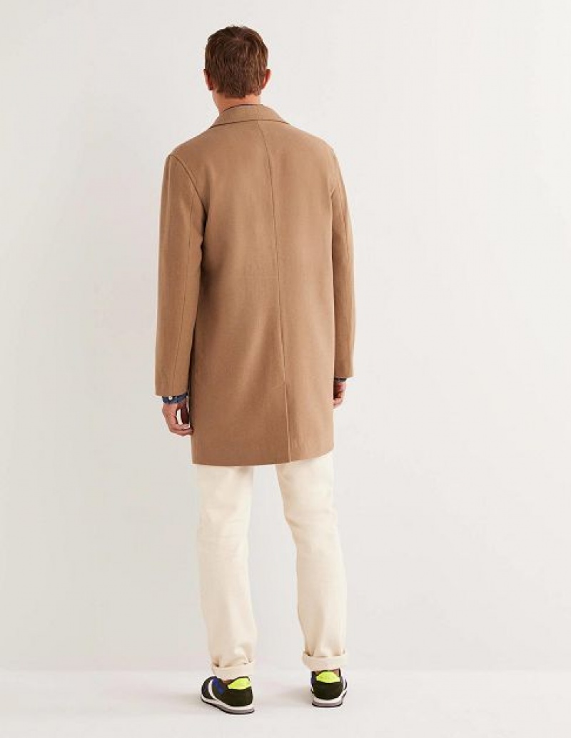 Brown Men's Boden Wool Over Coats | 49028IZJP