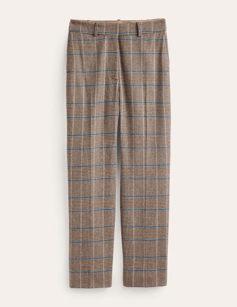 Brown Pink Women's Boden Kew Wool Pants | 83720PCYX