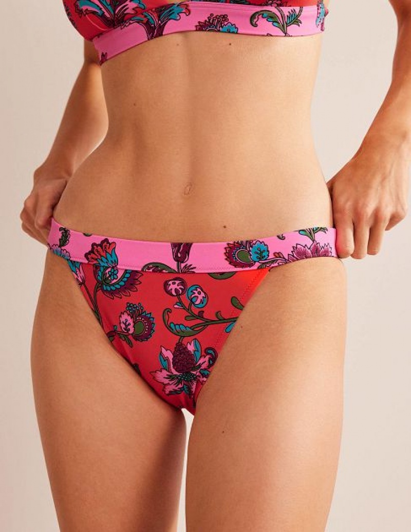 Brown Pink Women's Boden Tanga Bikini Bottoms | 67914DAVN