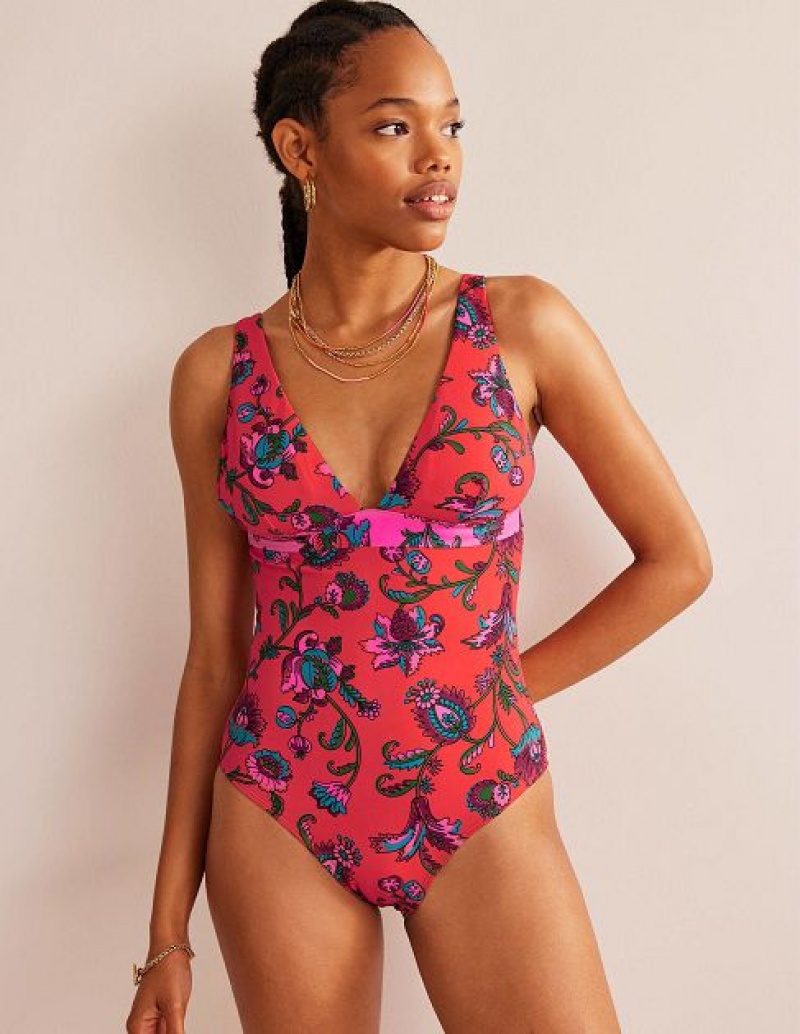 Brown Pink Women's Boden Underband Swimsuits | 48625IKOE