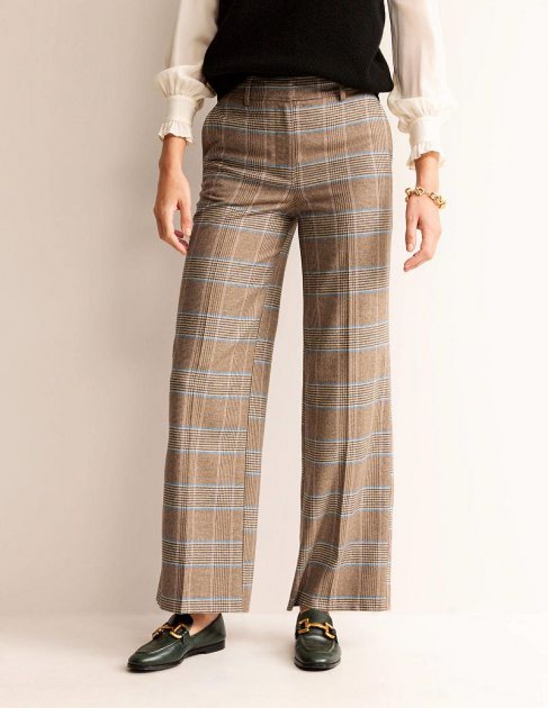 Brown Pink Women's Boden Westbourne Wool Pants | 72694RAVE