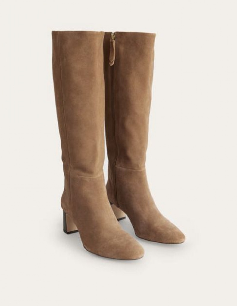 Brown Women's Boden Block Heel Knee-high Boots | 78364ONDK