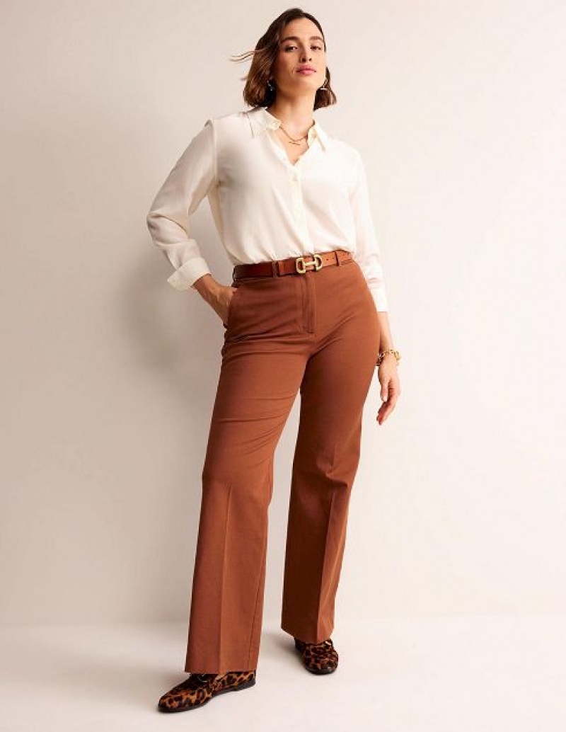 Brown Women's Boden Brompton Bi-stretch Pants | 07246QHGO