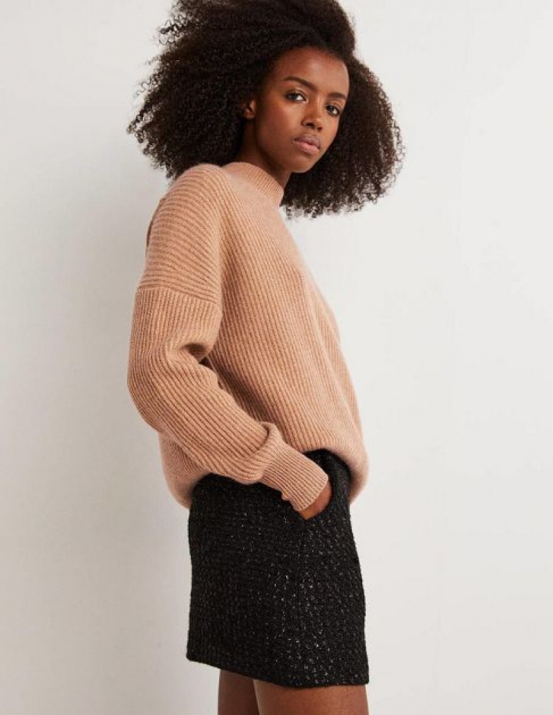 Brown Women's Boden Cashmere Ribbed Jumpers | 10257UDMT