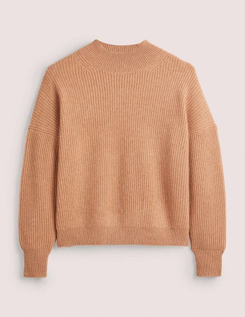 Brown Women's Boden Cashmere Ribbed Jumpers | 10257UDMT