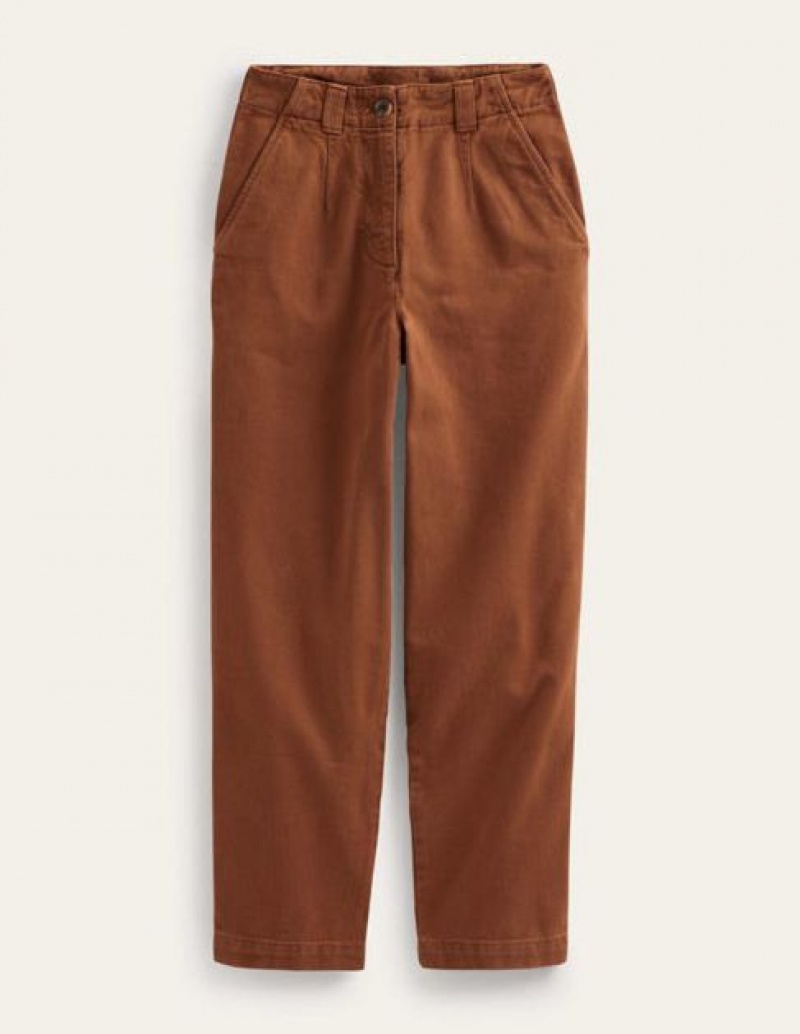 Brown Women's Boden Casual Cotton Pants | 25087UKOP