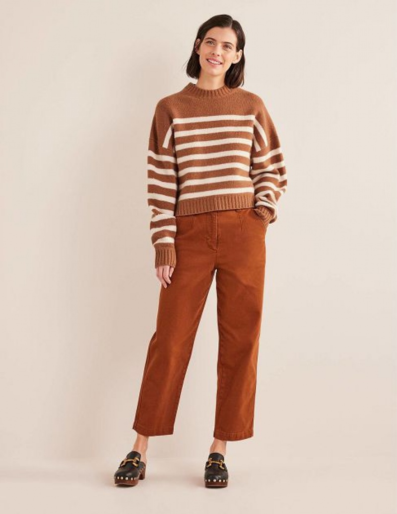 Brown Women\'s Boden Casual Cotton Pants | 25087UKOP