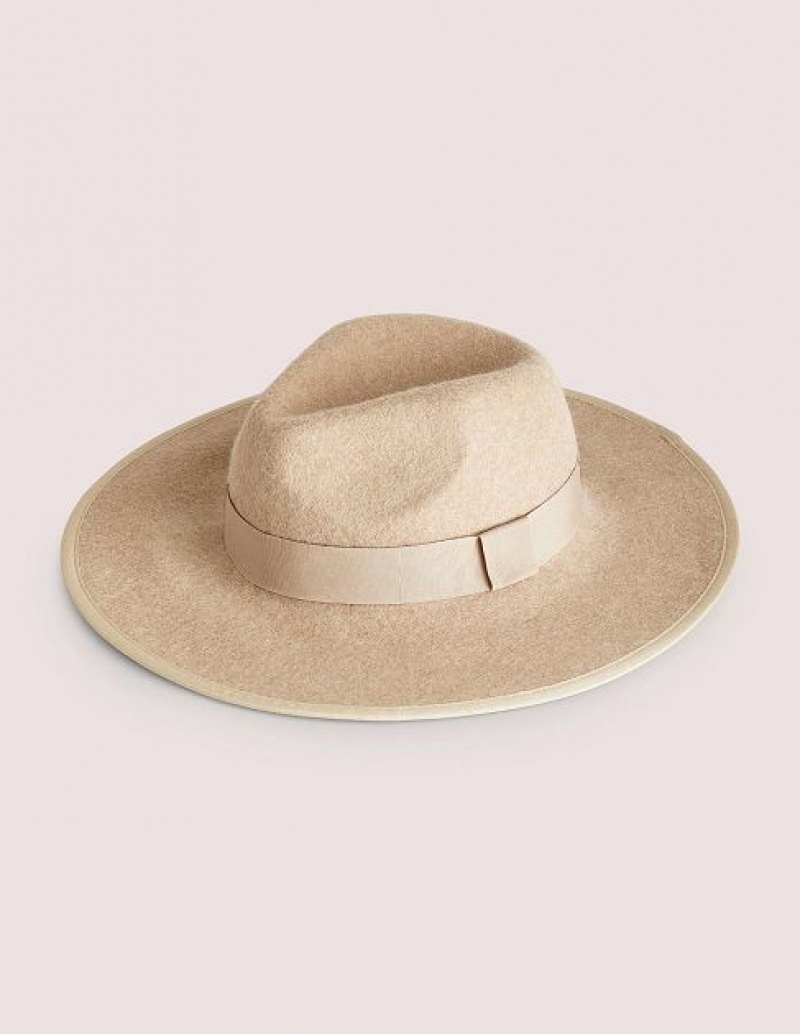 Brown Women\'s Boden Felt Fedora Hats | 74381ARQD