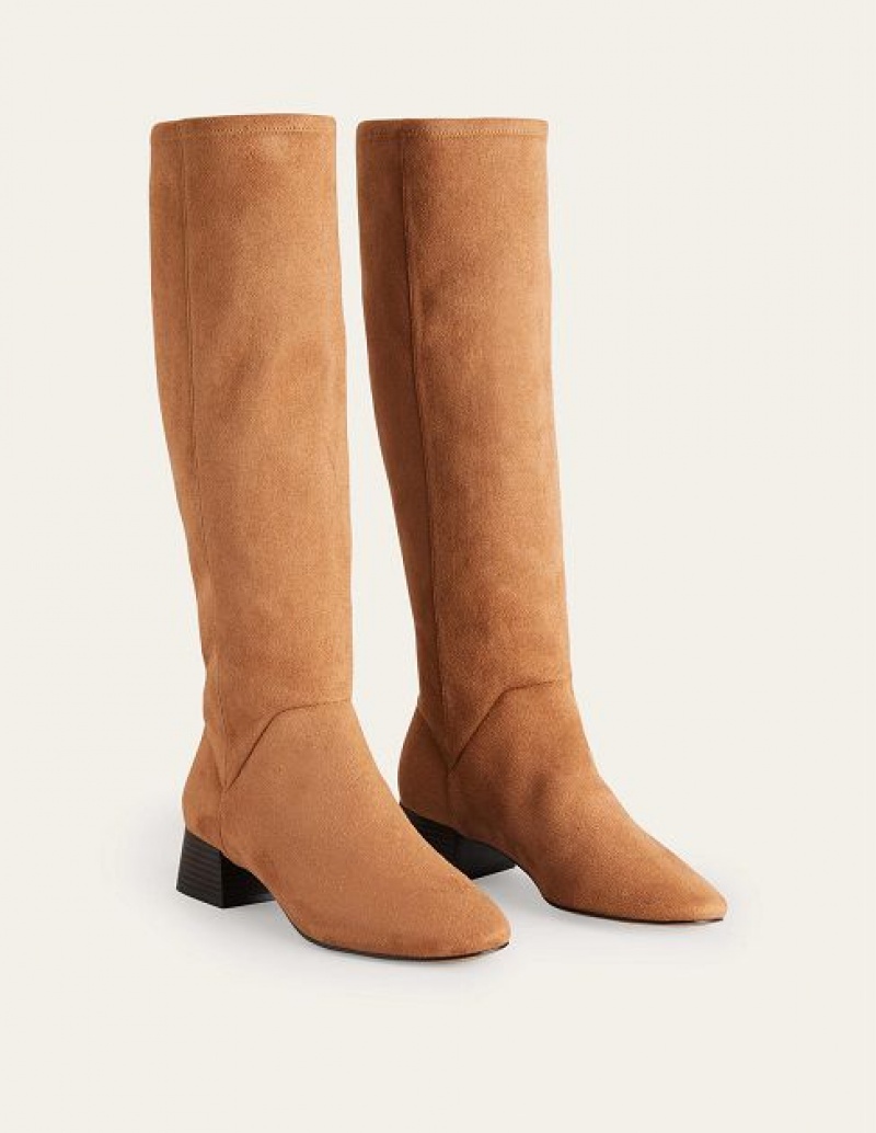 Brown Women's Boden Flat Stretch Knee-high Boots | 08156GCPD