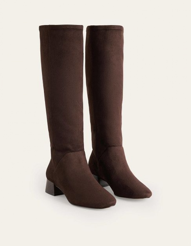 Brown Women's Boden Flat Stretch Knee-high Boots | 32915TSRX