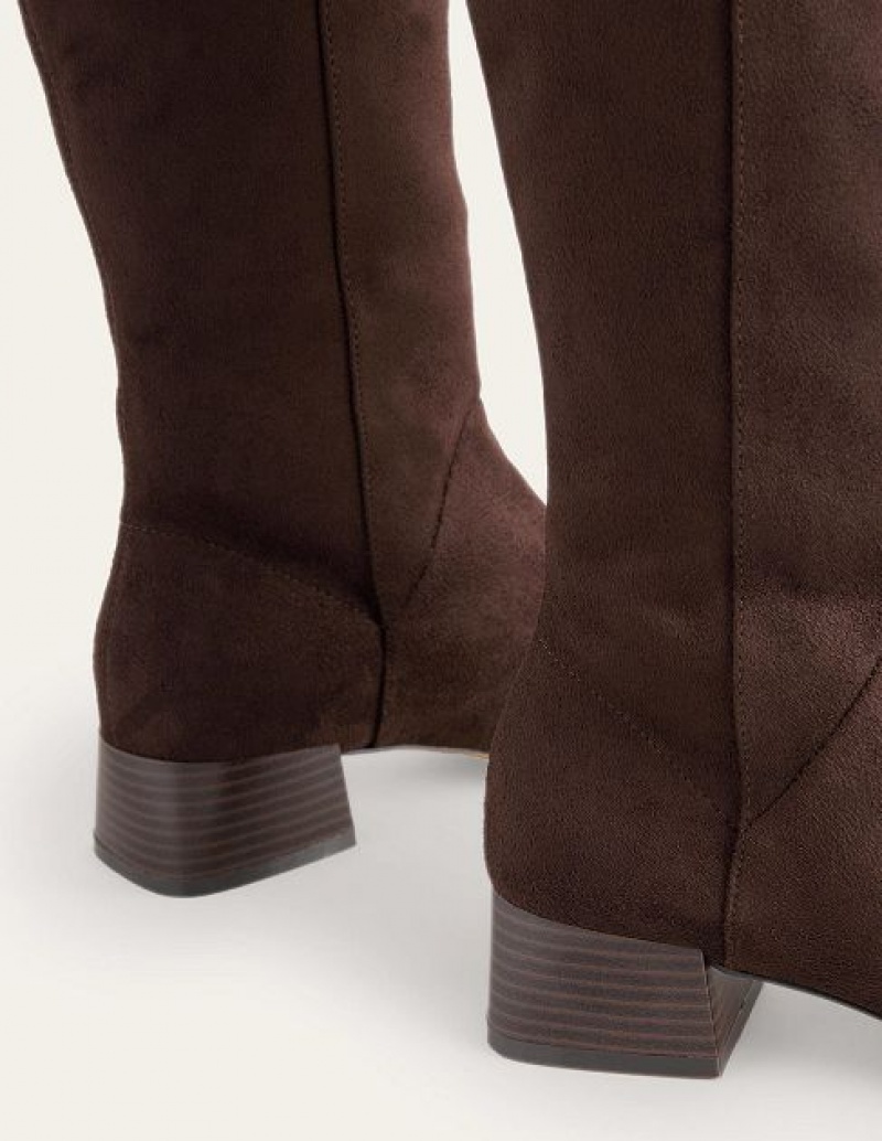 Brown Women's Boden Flat Stretch Knee-high Boots | 32915TSRX