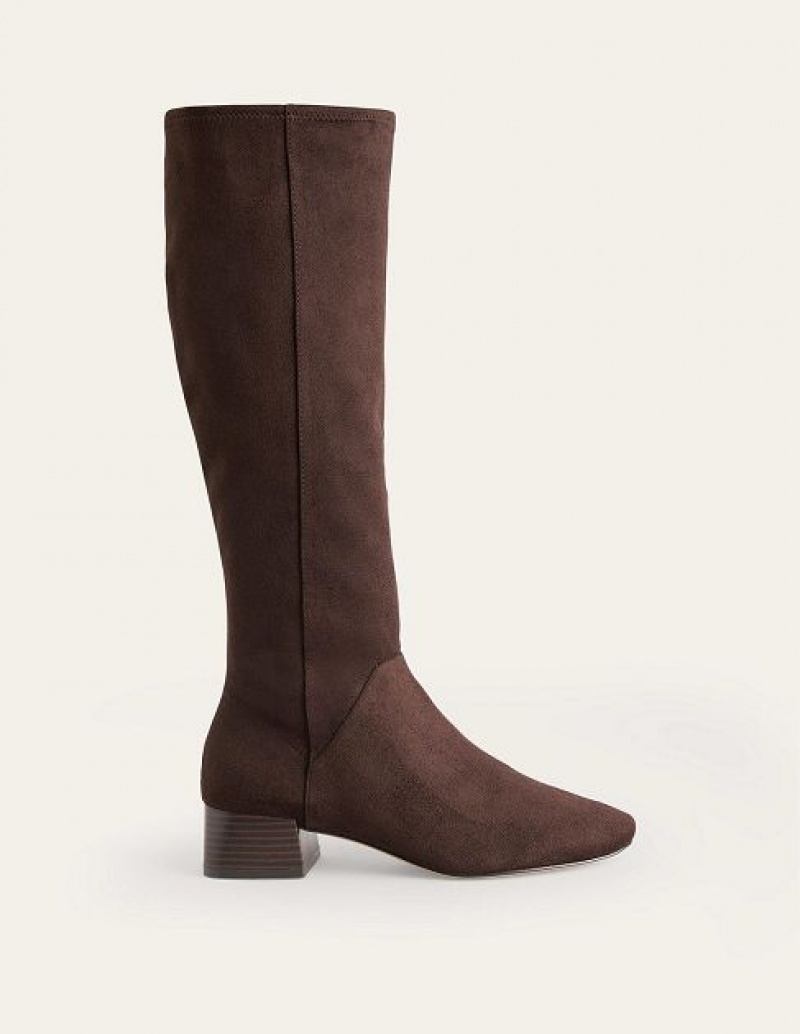 Brown Women\'s Boden Flat Stretch Knee-high Boots | 32915TSRX