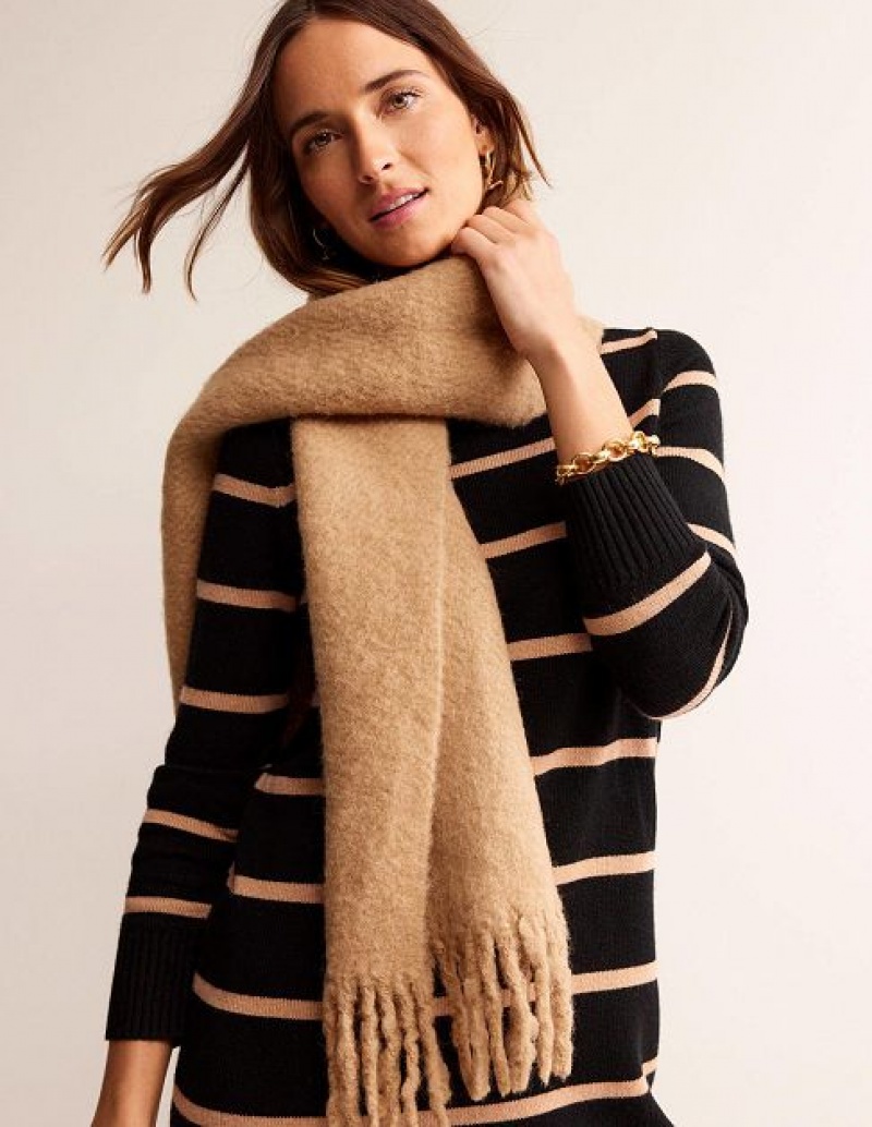 Brown Women's Boden Fluffy Scarf | 30754XDOB