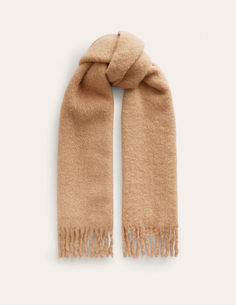 Brown Women\'s Boden Fluffy Scarf | 30754XDOB