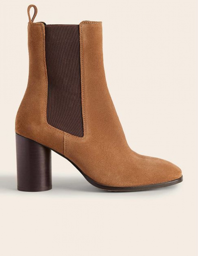 Brown Women\'s Boden Heeled Chelsea Boots | 28673BVTQ