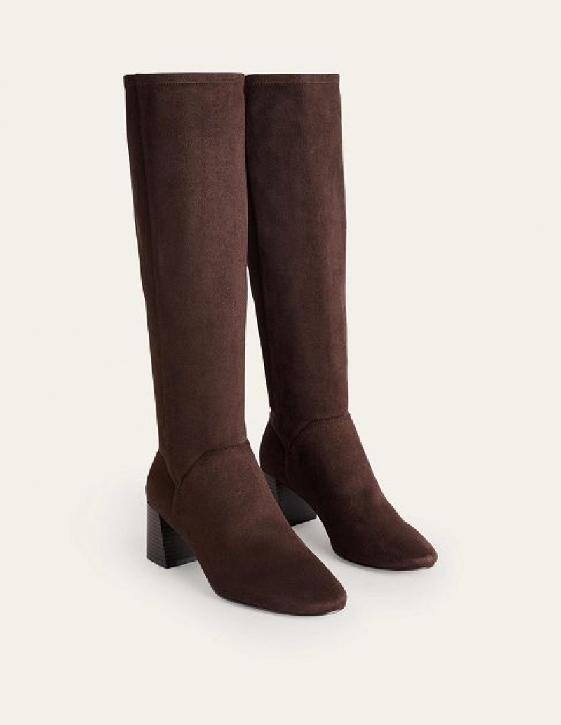 Brown Women's Boden Heeled Stretch Knee-high Boots | 27890CRBW