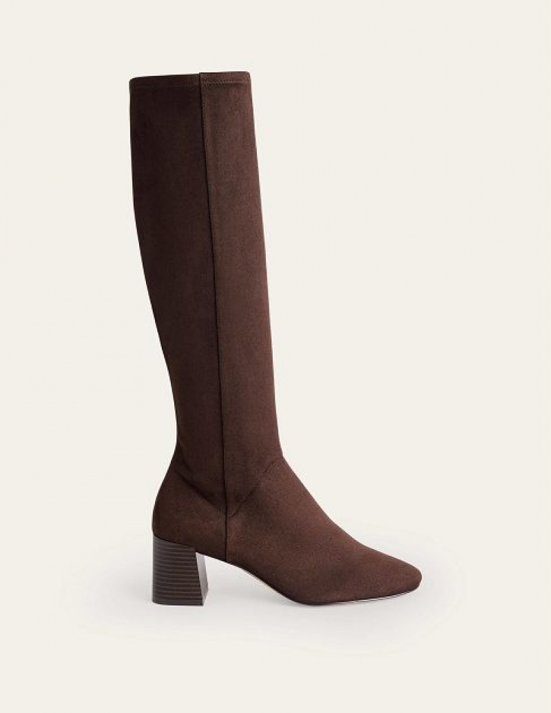 Brown Women\'s Boden Heeled Stretch Knee-high Boots | 27890CRBW