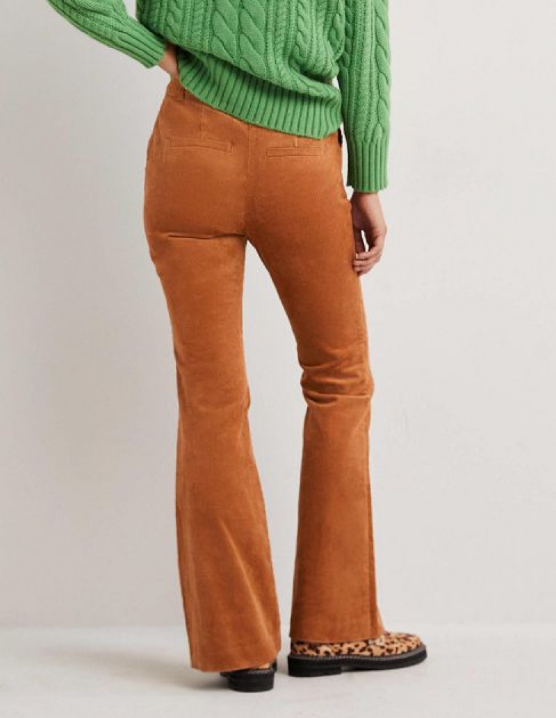 Brown Women's Boden High Rise Flared Pants | 02358OEAZ