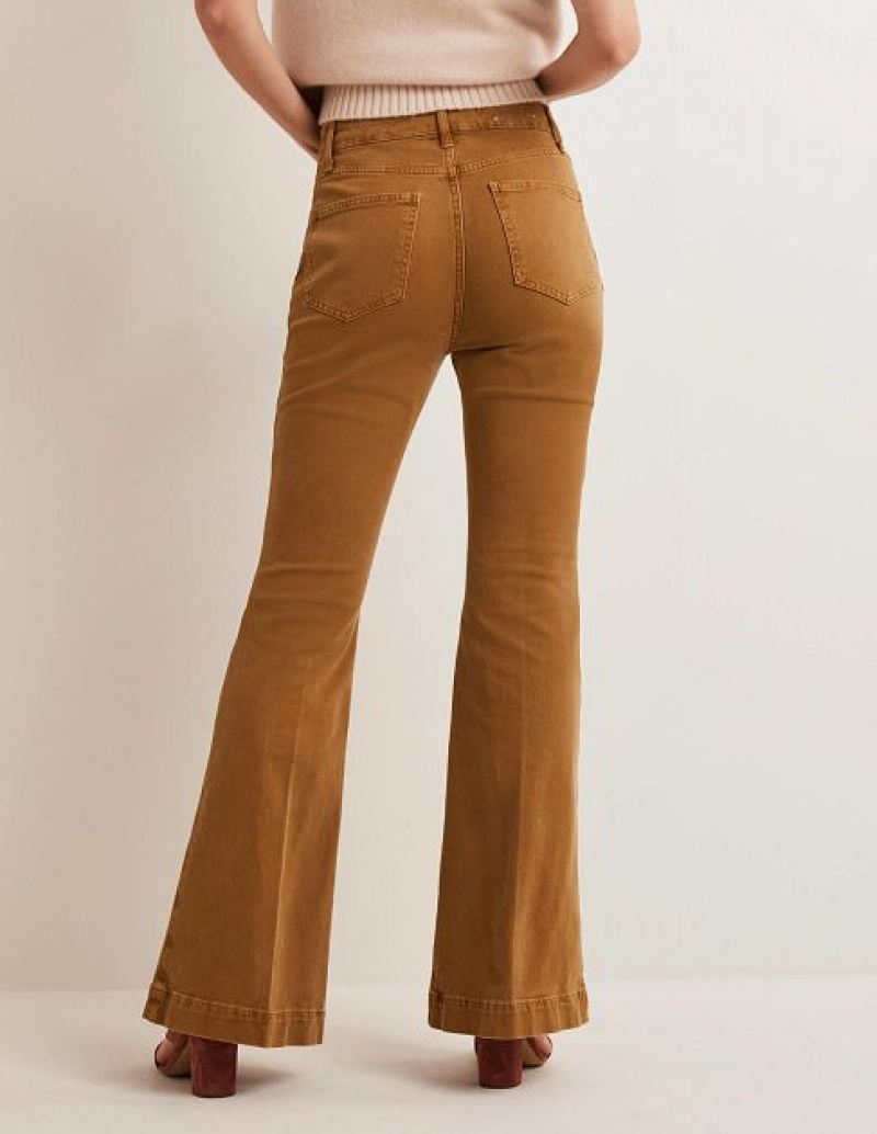 Brown Women's Boden High Waist Flare Pants | 31624LZPE