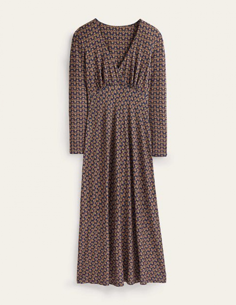 Brown Women's Boden Long Sleeve Jersey Dress | 12468RZKO