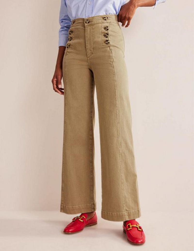 Brown Women's Boden Sailor Wide Leg Pants | 01954IRJM