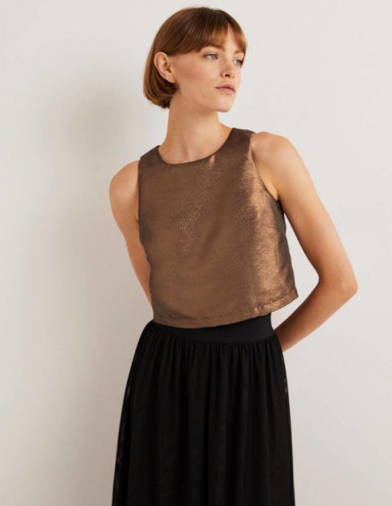 Brown Women's Boden Scarlett Cropped Tops | 28739DOLX