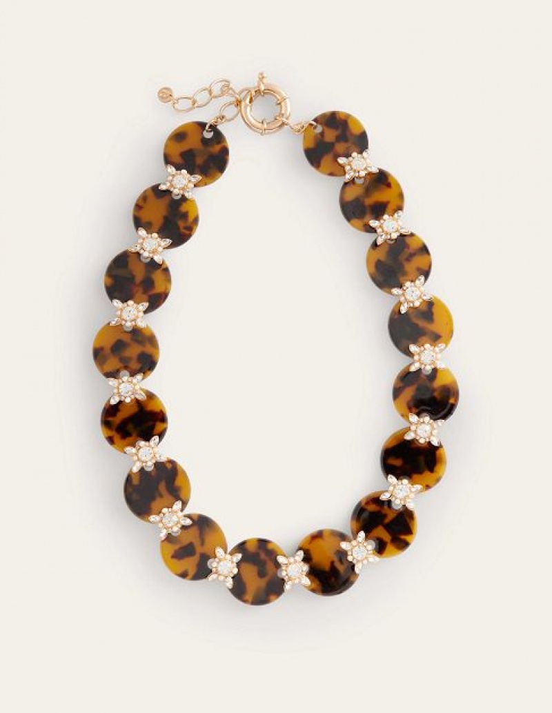 Brown Women\'s Boden Tortoiseshell Resin Necklace | 83659QXOA