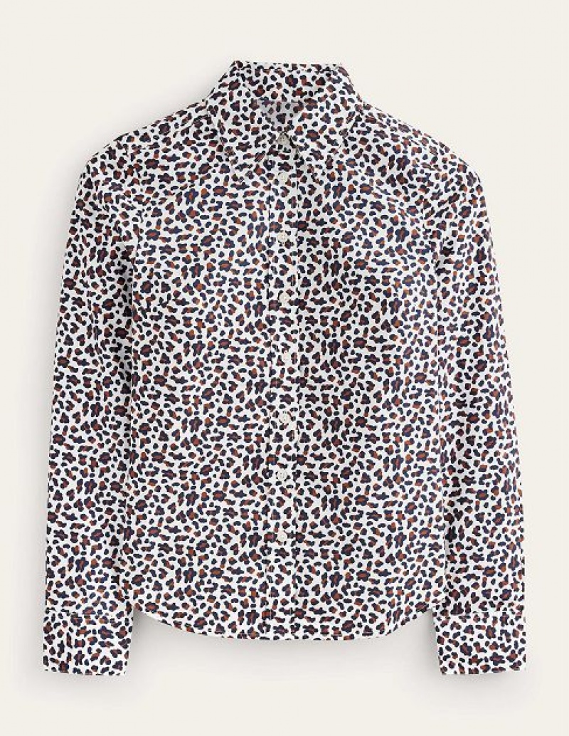 Brown / Leopard Women's Boden Sienna Cotton Shirts | 16703MZXT