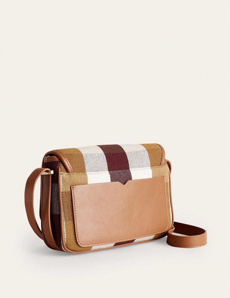 Brown / White Women's Boden Structured Cross-body Bags | 20963VIFA