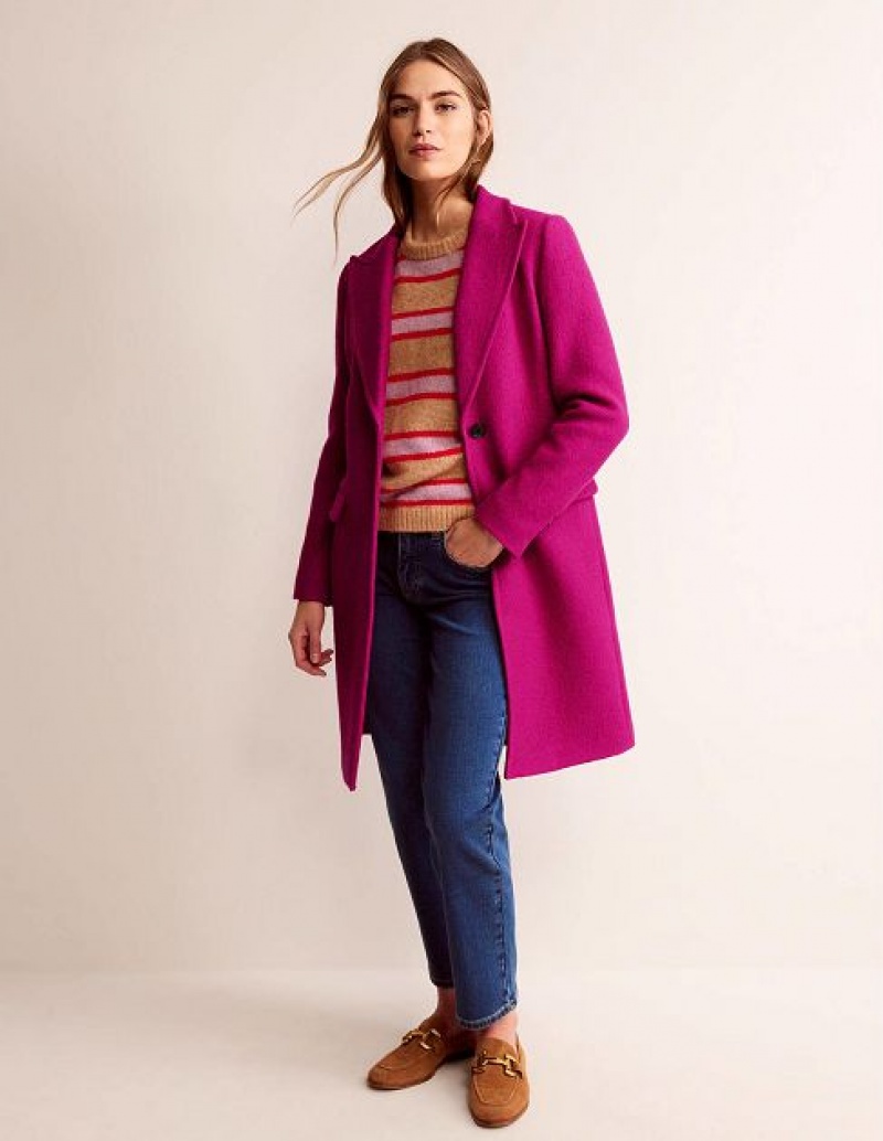 Burgundy Women's Boden Canterbury Textured Coats | 90783IHKN