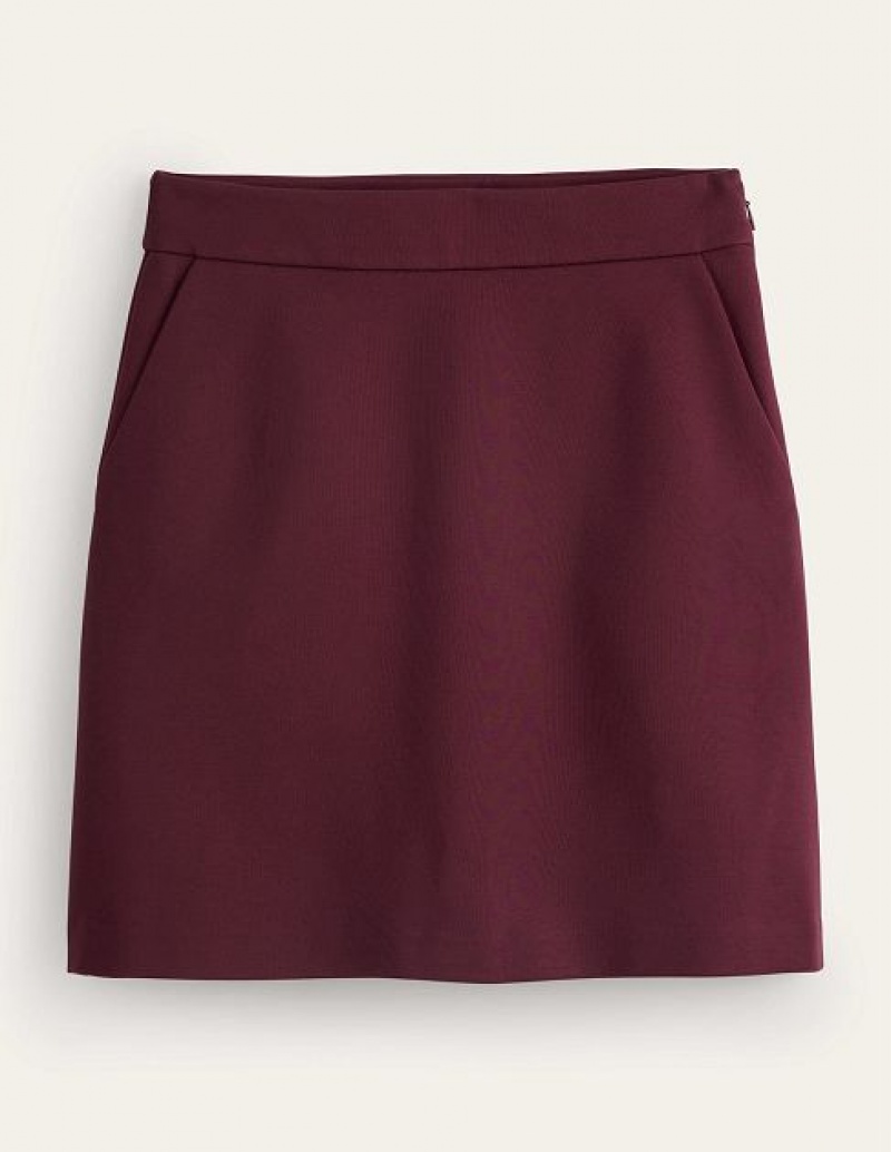 Burgundy Women's Boden Jersey A-line Skirts | 01462BTHG